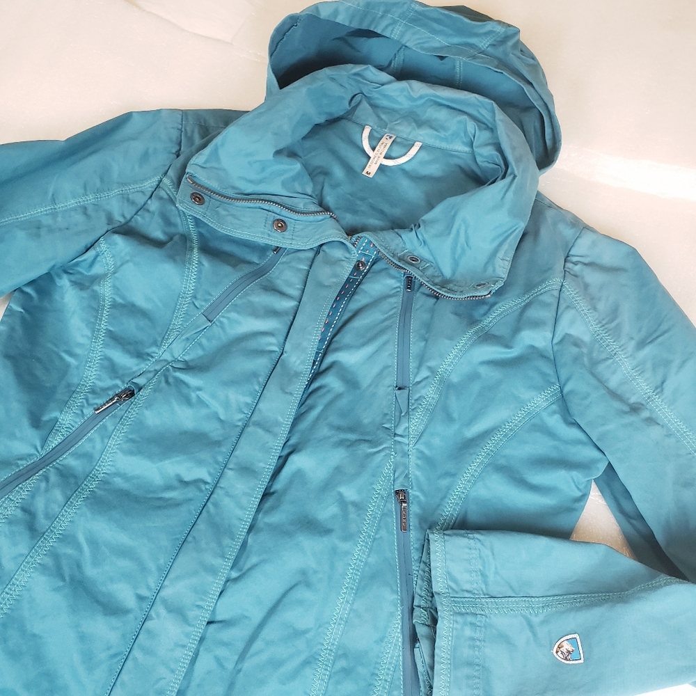 KUHL Women's Medium Lena Hooded Trench Coat Full Zip/Snap Outdoors Hiking Camp